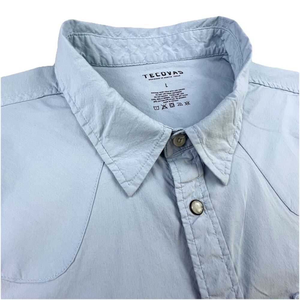 Tecovas Performance Shirt Men’s L Blue Western Pearl Snap Long Sleeve Modern - Picture 3 of 10